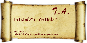 Talabér Anikó névjegykártya