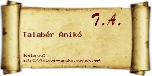 Talabér Anikó névjegykártya